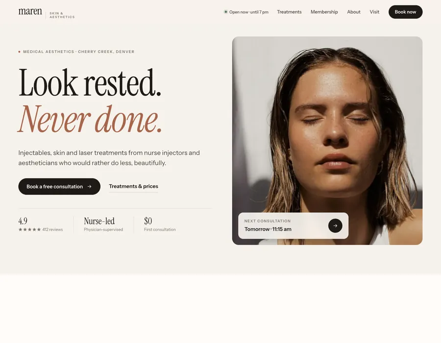 Maren aesthetics website preview